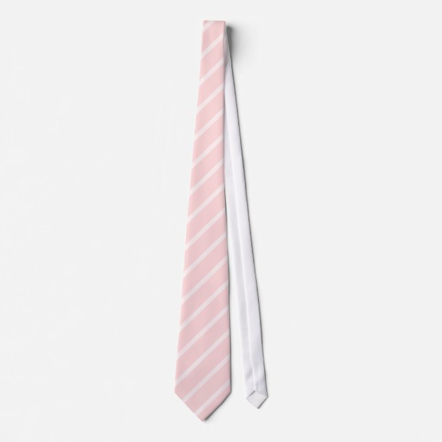 Pale Peach Pink Diagonal Stripes. Tie (Front)