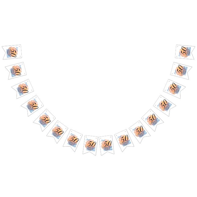 Pale Peach Rose 50 and Fabulous Birthday Party Bunting (All)