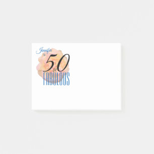 Pale Peach Rose 50 and Fabulous Birthday Party Post-it Notes