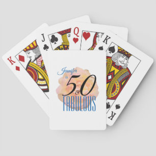 Pale Peach Rose 50 and Fabulous Birthday Playing Cards