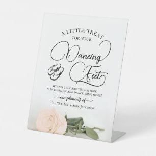 Pale Peach Rose Dancing Feet Flip Flop Wedding Pedestal Sign