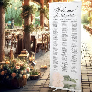 Pale Peach Rose Elegant Alphabetical Seating Chart Retractable Banner
