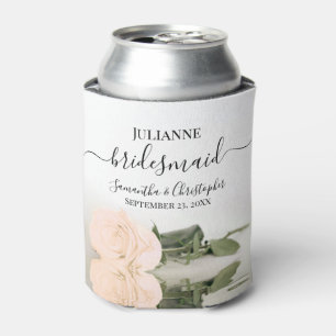 Pale Peach Rose Elegant Bridesmaid Wedding Can Cooler