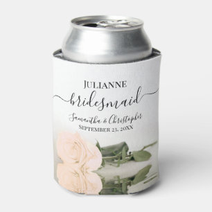 Pale Peach Rose Elegant Bridesmaid Wedding Can Cooler