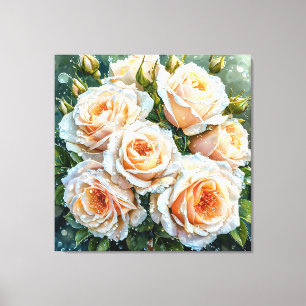 Pale peach roses canvas print