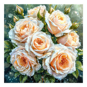Pale peach roses photo print