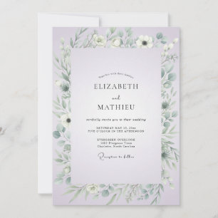 Pale Periwinkle Watercolor Wedding Invitation