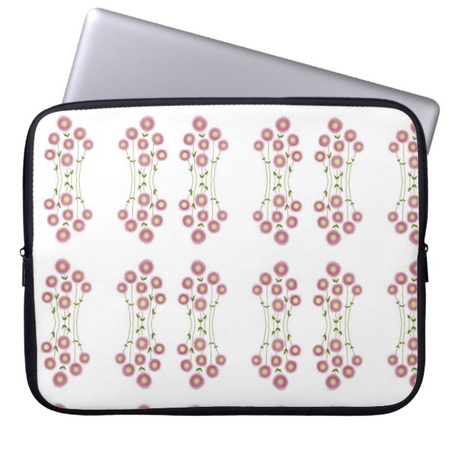 Pale pink abstract florals  laptop sleeve (Front)