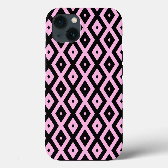 Pale pink and black diamond pattern Case-Mate iPho Case-Mate iPhone Case (Back)