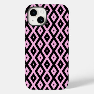 Pale pink and black diamond pattern Case-Mate iPhone 14 case