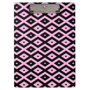 Pale pink and black diamond pattern clipboard
