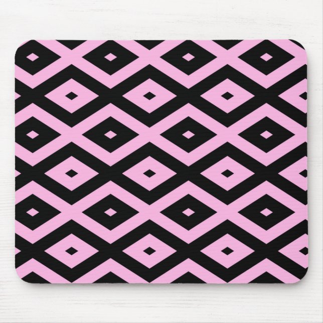Pale pink and black diamond pattern mouse mat (Front)