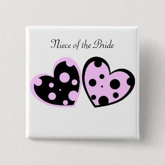 Pale Pink And Black Hearts Button
