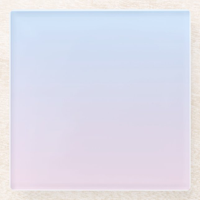 Pale Pink and Blue Gradient Background Glass Coaster (Front)