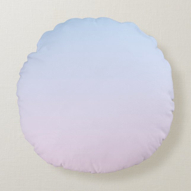 Pale Pink and Blue Gradient Background Round Cushion (Front)