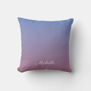 Pale pink and blue gradient ombre cushion