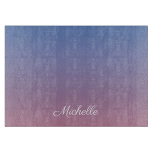 Pale pink and blue gradient ombre cutting board