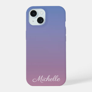 Pale pink and blue gradient ombre iPhone 15 case