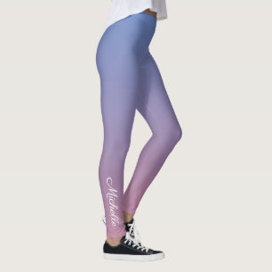 Pale pink and blue gradient ombre leggings