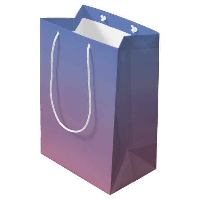 Pale pink and blue gradient ombre medium gift bag (Back Angled)