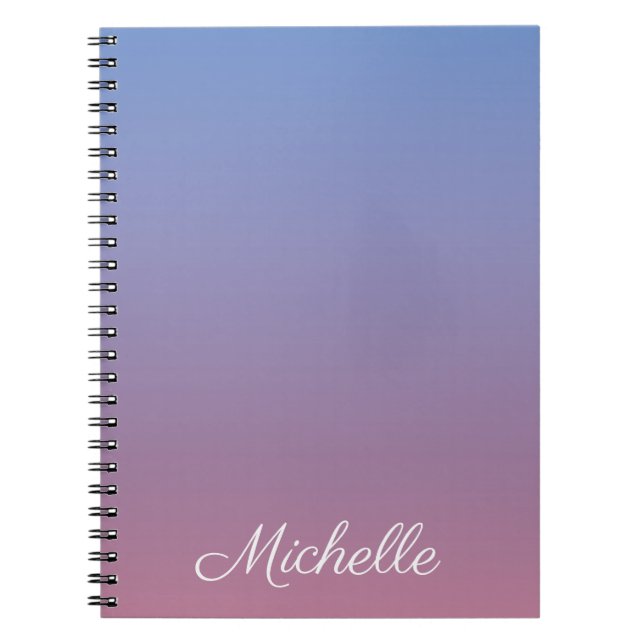 Pale pink and blue gradient ombre notebook (Front)
