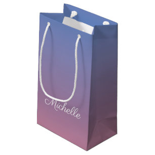Pale pink and blue gradient ombre small gift bag