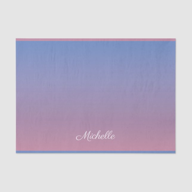 Pale pink and blue gradient ombre tissue paper (Front)