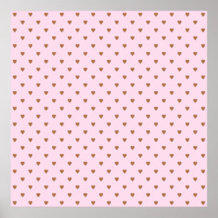 Pale pink and brown heart pattern. poster
