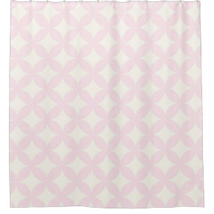 Pale Pink and Cream Geocircles Pattern Design Shower Curtain