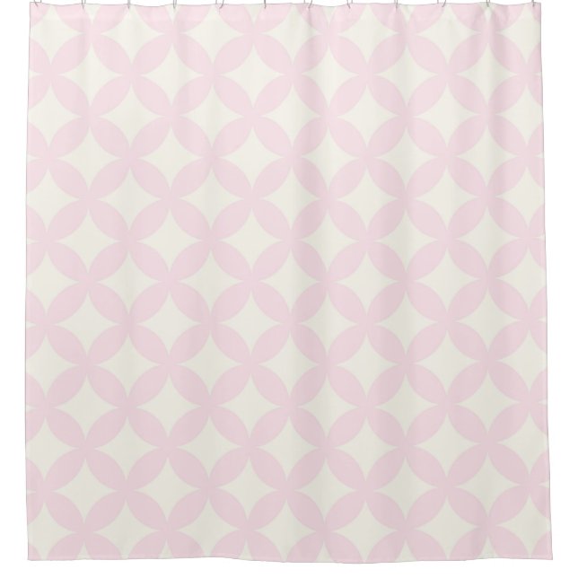 Pale Pink and Cream Geocircles Pattern Design Shower Curtain (Front)