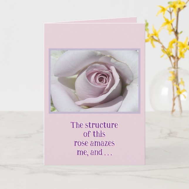 PALE PINK AND CREAM ROSE / BIRTHDAY CARD (Yellow Flower)