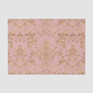 Pale Pink and Metalic Gold Damask Decoupage Tissue Paper