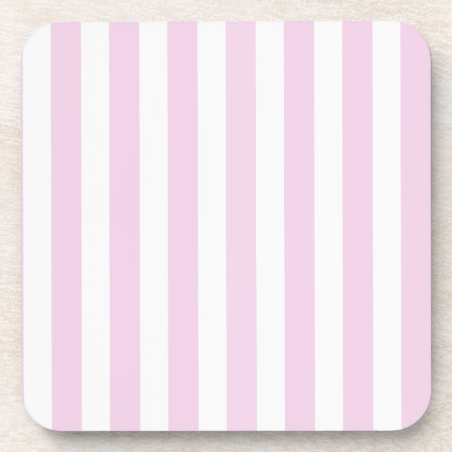 Pale pink and white candy stripes coaster (Front)