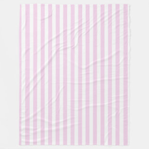 Pale pink and white candy stripes fleece blanket