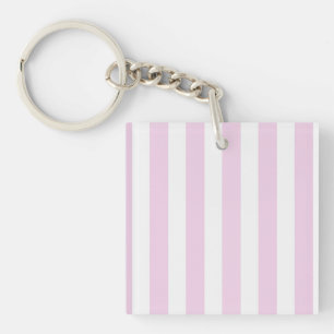 Pale pink and white candy stripes key ring