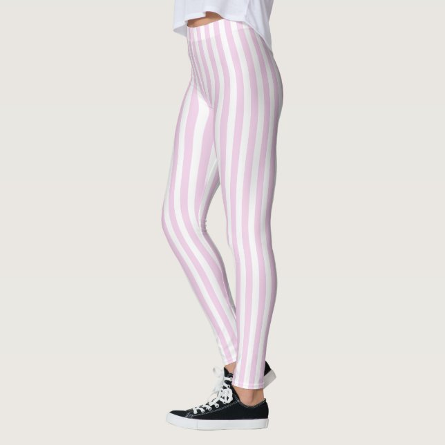 Pale pink and white candy stripes leggings (Left)