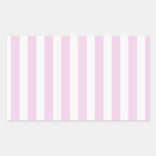 Pale pink and white candy stripes rectangular sticker