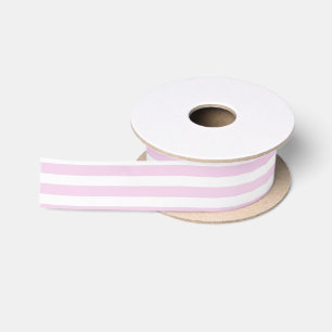 Pale pink and white candy stripes satin ribbon