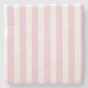 Pale pink and white candy stripes stone coaster