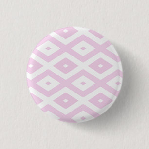 Pale pink and white diamond pattern 3 cm round badge