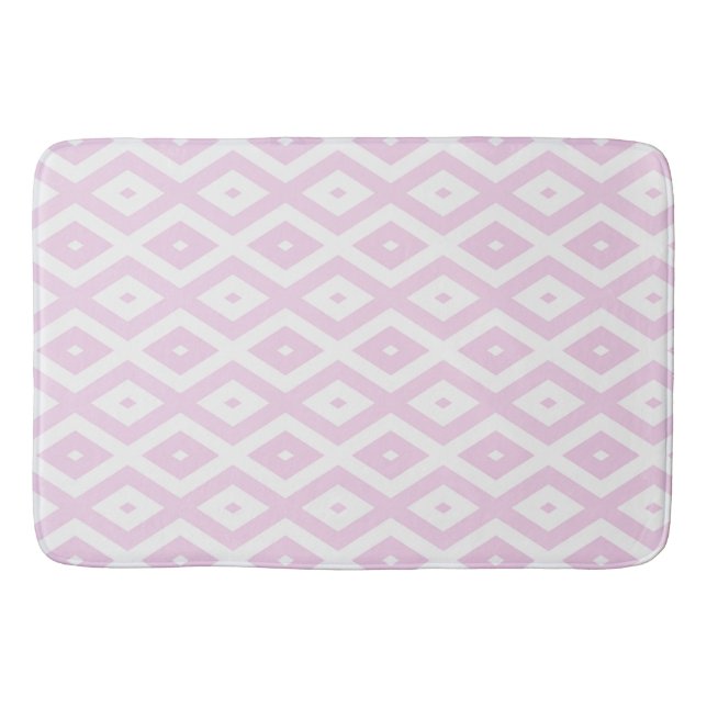 Pale pink and white diamond pattern bath mat (Front)