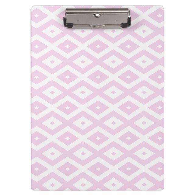 Pale pink and white diamond pattern clipboard (Front)
