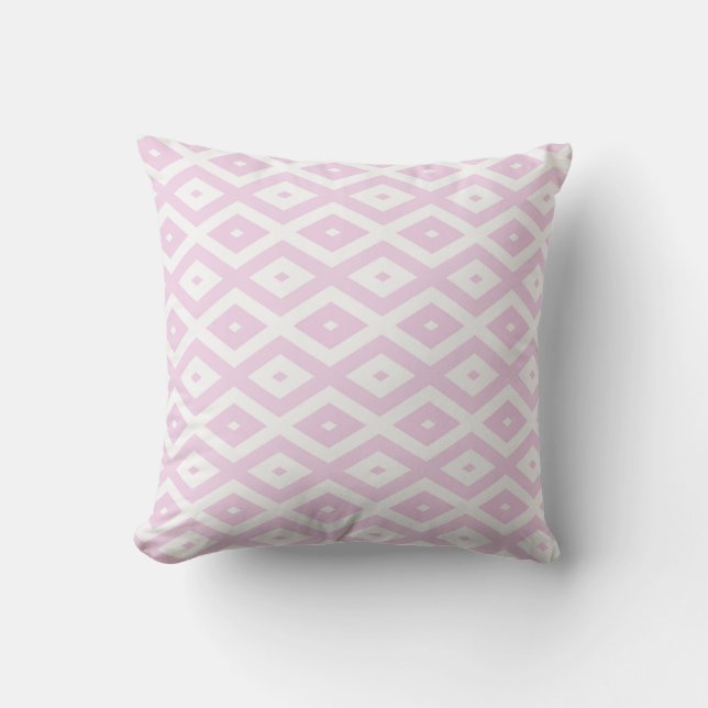 Pale pink and white diamond pattern cushion (Front)