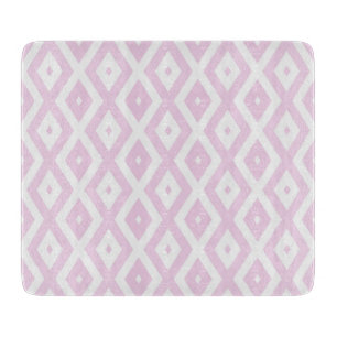 Pale pink and white diamond pattern cutting board