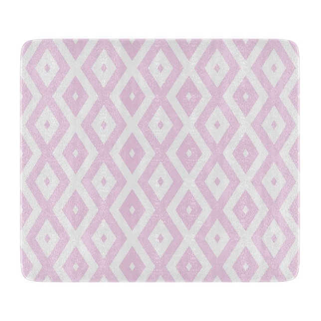 Pale pink and white diamond pattern cutting board (Front)