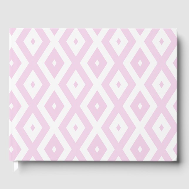 Pale pink and white diamond pattern guest book (Front)
