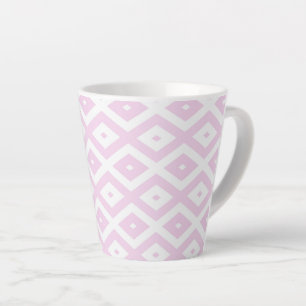 Pale pink and white diamond pattern latte mug