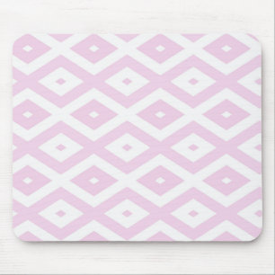 Pale pink and white diamond pattern mouse mat