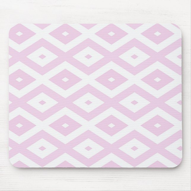 Pale pink and white diamond pattern mouse mat (Front)