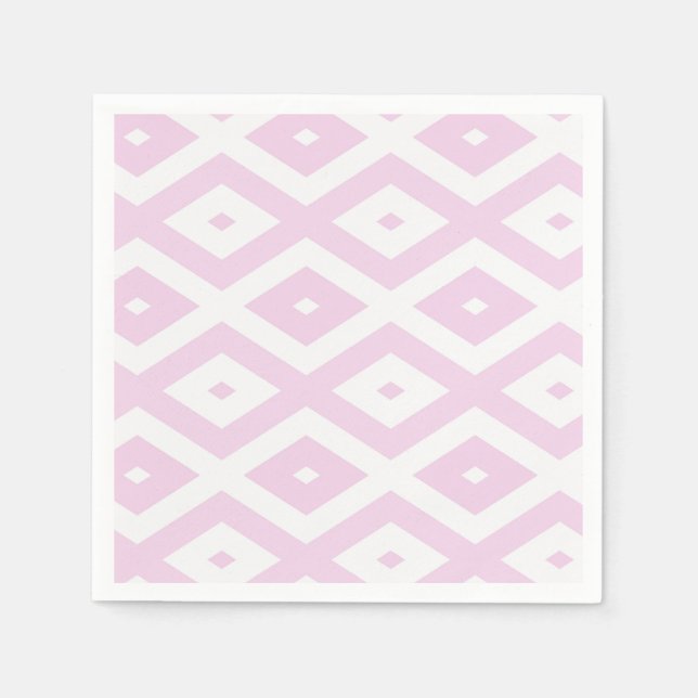 Pale pink and white diamond pattern napkin (Front)